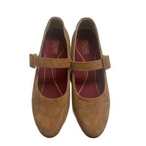 Munro Tan Suede Mary Jane Pumps, Women's Size 9— Comfort Comfort Insole